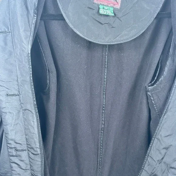 VTG Lauren Ralph Lauren Rain Jacket Black Trench‎ Coat Womens M Fleece Lined - Picture 8 of 10